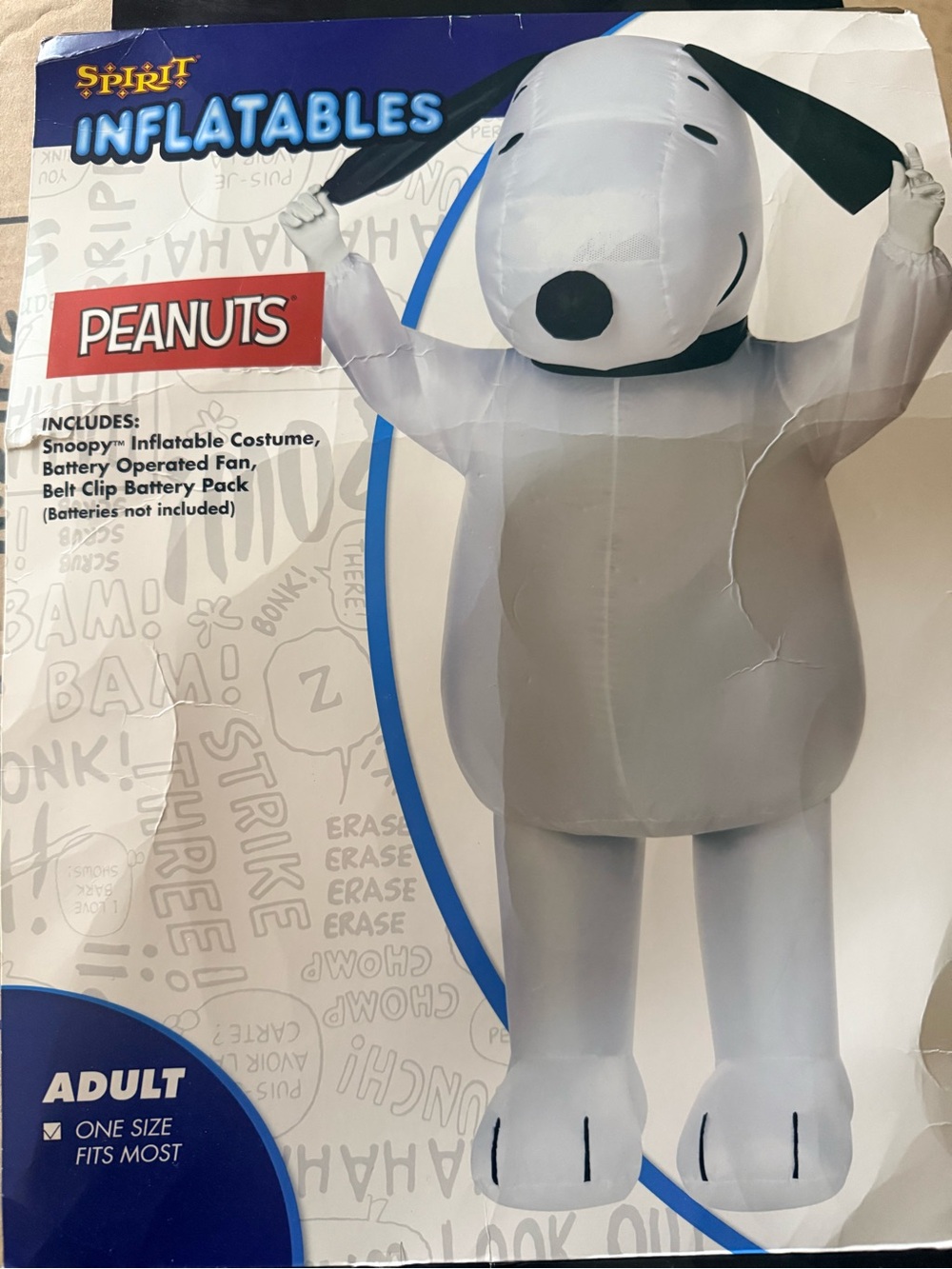 Peanuts Snoopy Inflatable Dog Costume - White with Black Accents